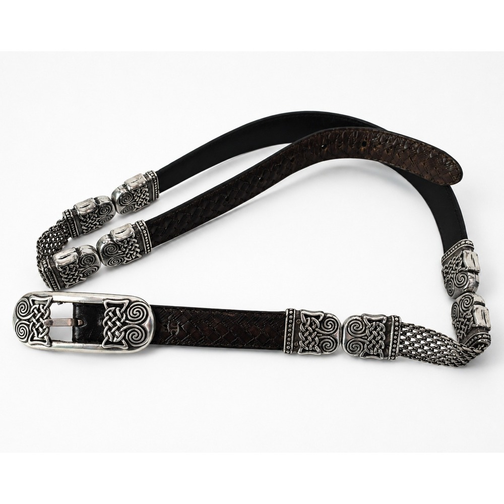 Vintage Brighton Reversible Brown Black Braided Leather Belt Size Medium 30 1143